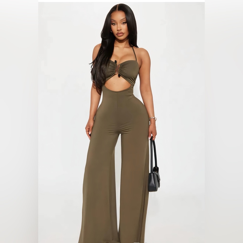 Fashion Nova Olive Cutout Jumpsuit